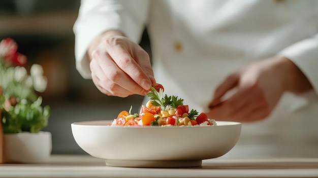 Szef kuchni przygotowujący potrawę